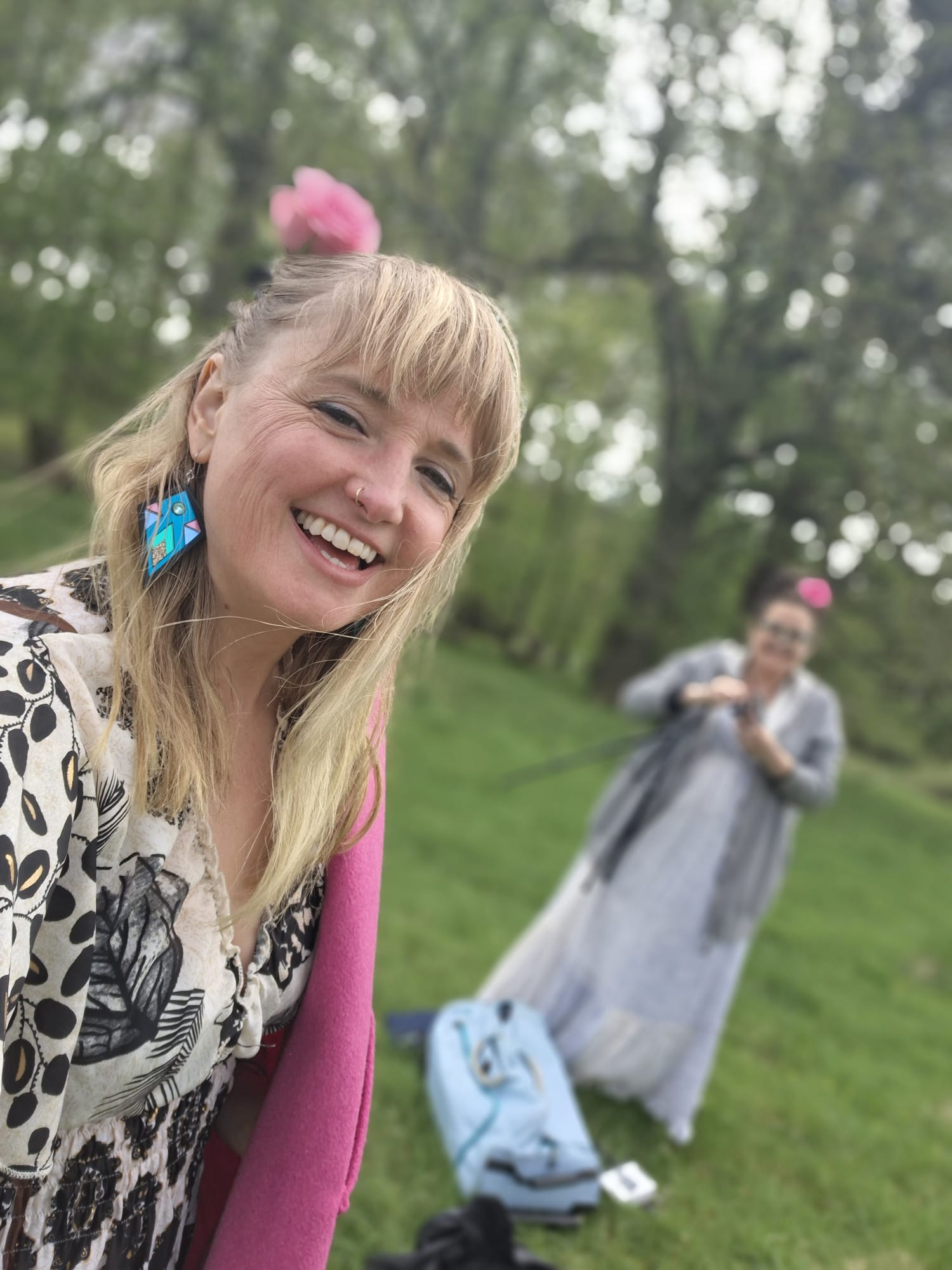 Aimee and Annie outdoors together
